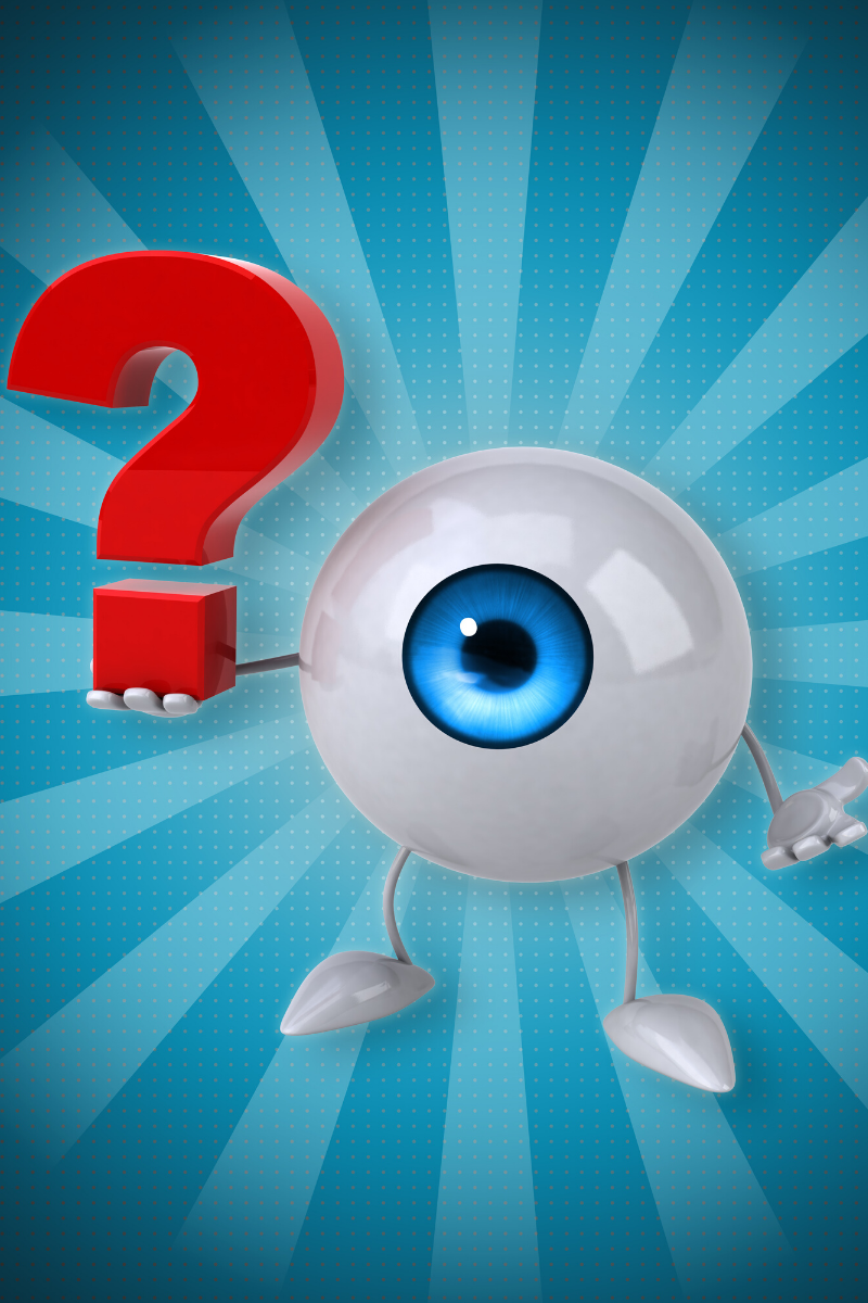 an eyeball with a question mark on it.